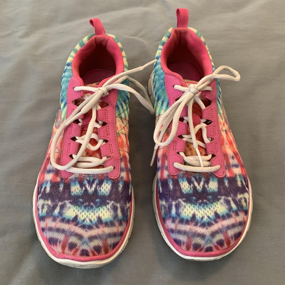 Skechers Skech-Knit Flex Sole Shoes Womens Size 9 Tie Dye Running SN 11884